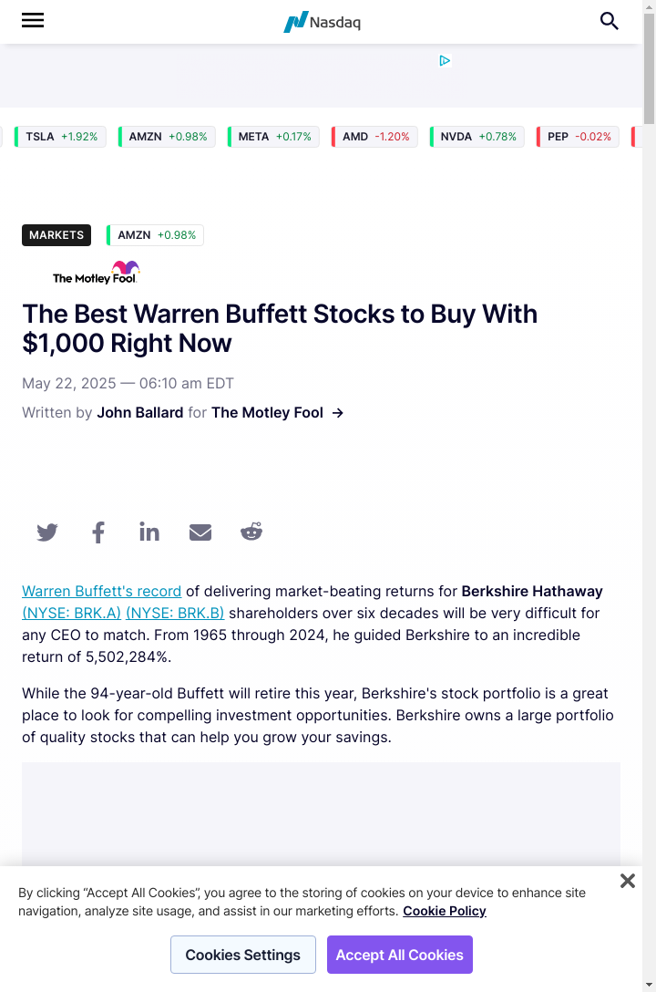 $1,000 to Ride Buffett’s Wave