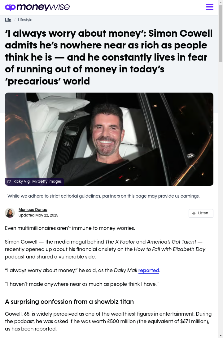 Simon Cowell’s Money Worries Are Relatable