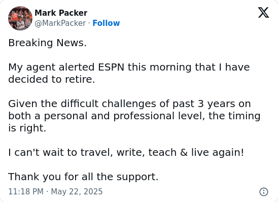 Packman Hangs Up the Mic—End of an Era