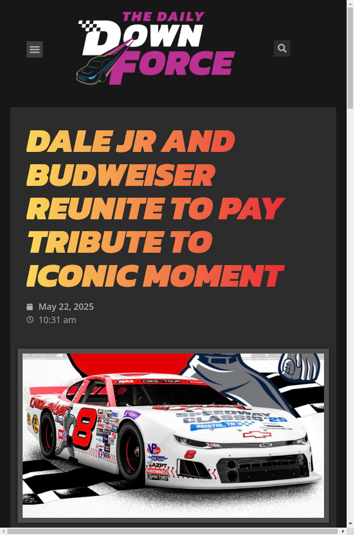 Dale Jr’s No. 8 Throwback: Bud & Glory