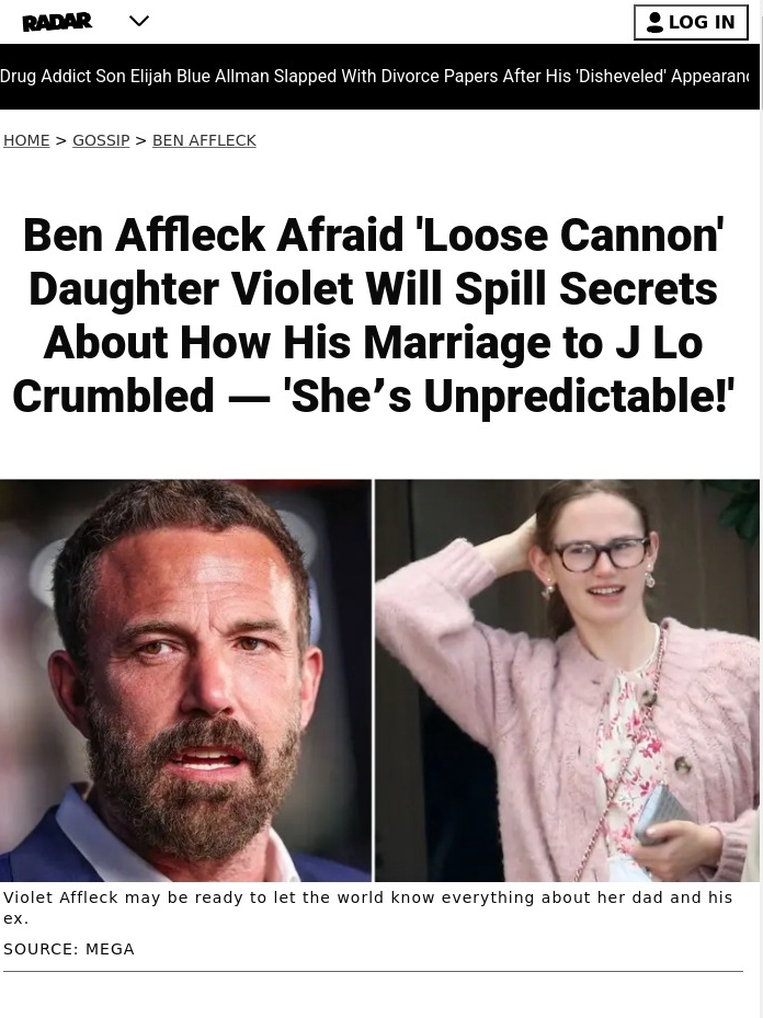 Ben Affleck’s Daughter Might Spill All!