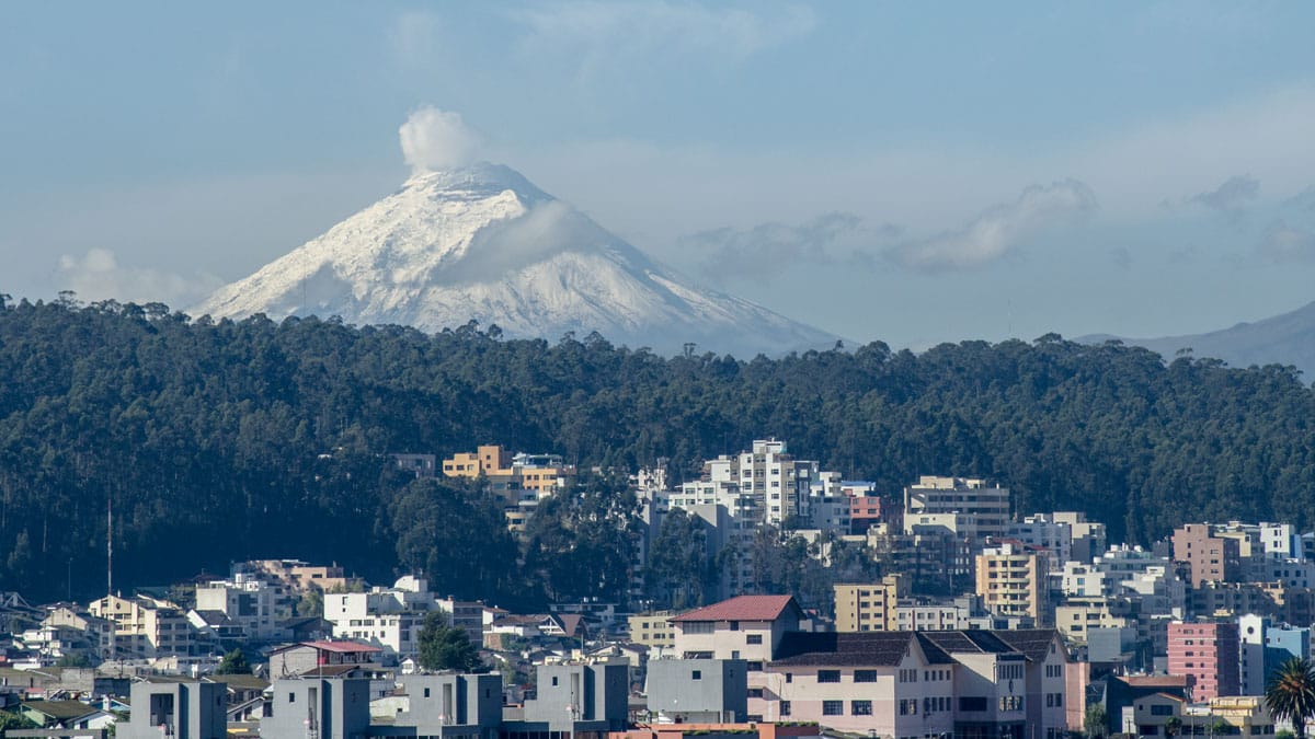 cotopaxi view from our apartment roof after two months in quito