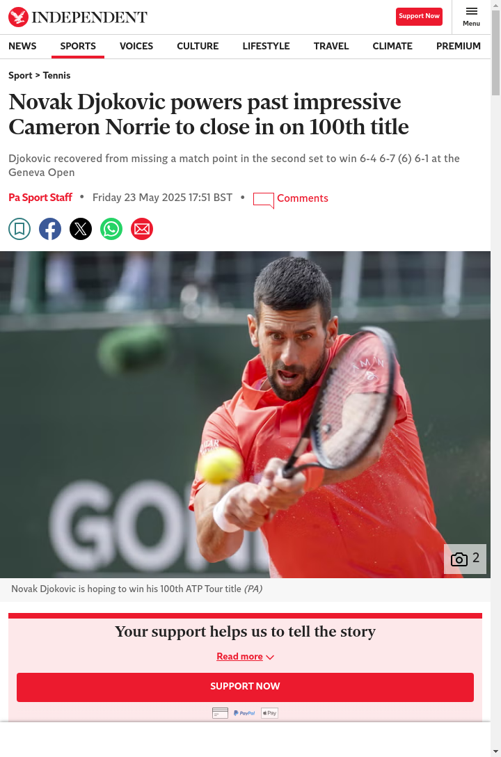 Djoker Eyes 100th Title After Norrie Battle