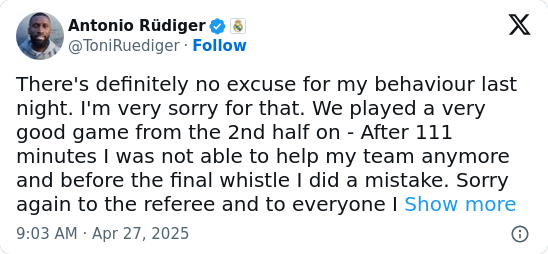 Rüdiger’s Ban Stands After Copa Drama