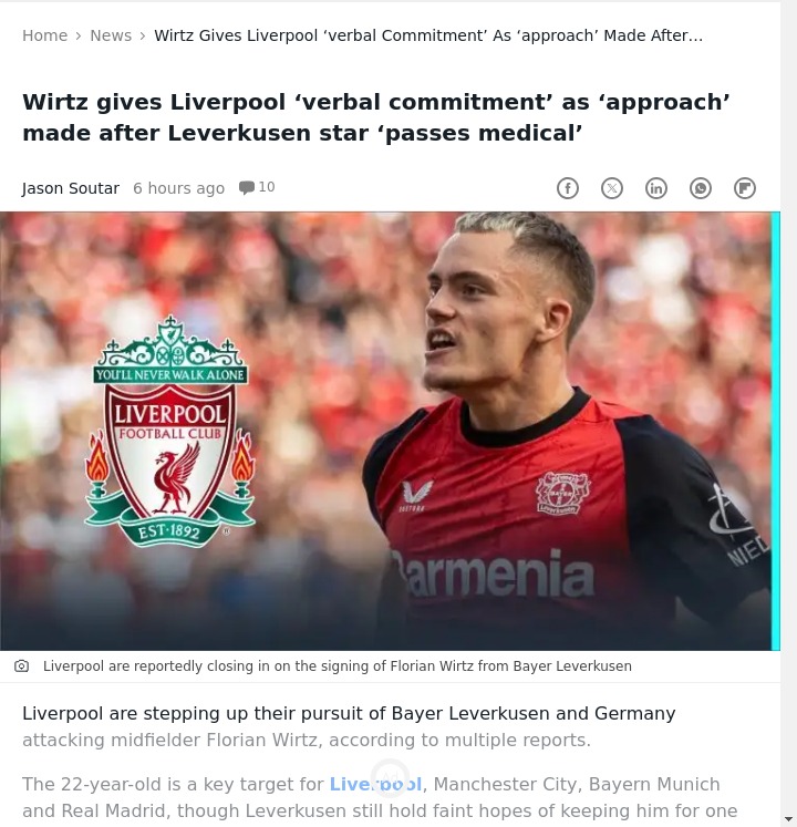 Wirtz Chooses Reds Over Bayern!