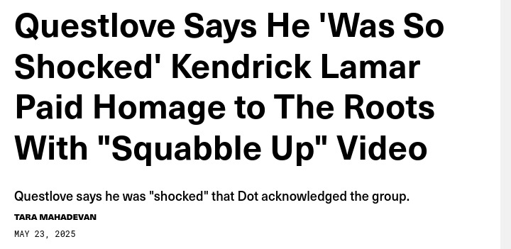 Questlove’s Shock Over K-Dot’s Roots Tribute 😲