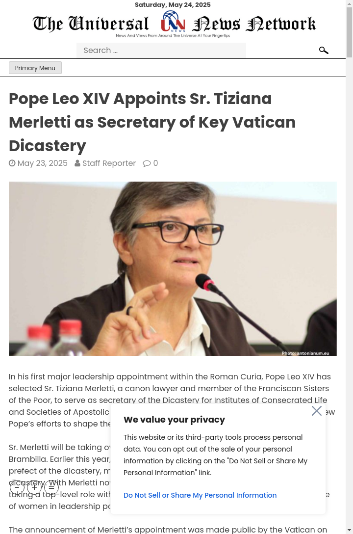 Another Woman Just Scored a Top Vatican Job