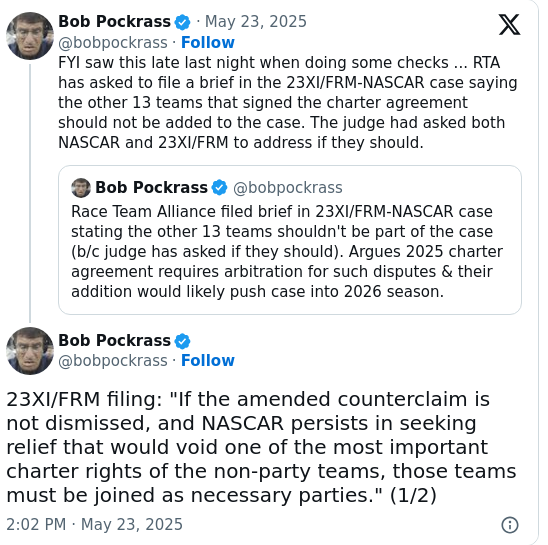 Charter Showdown: Who Joins NASCAR’s Lawsuit?