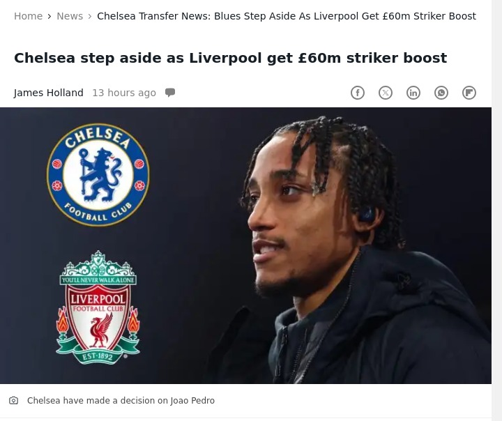 Pedro to Anfield? Chelsea Out of the Race
