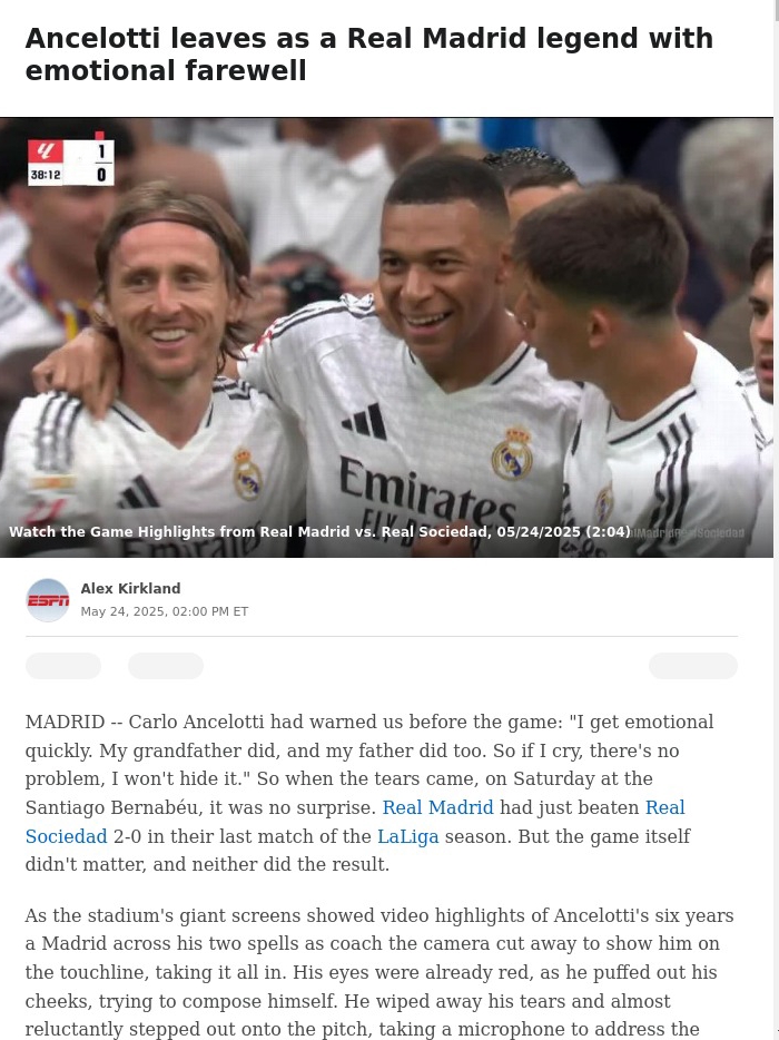 Carletto’s Last Bernabéu Tears: End of an Era