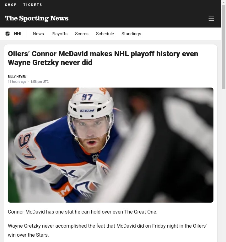 McDavid Hits Milestone Even Gretzky Missed