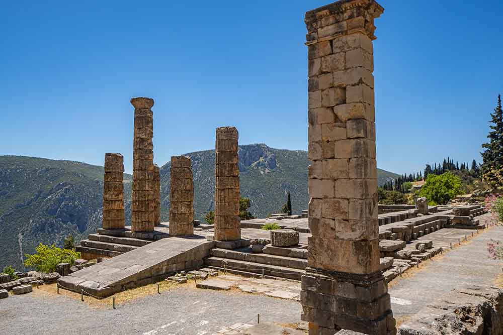 hiking alone at the temple of apollo in delphi