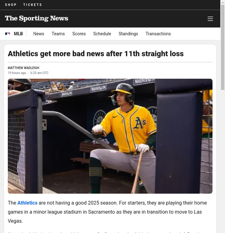 A’s Hit Rock Bottom: 11th Loss & Kurtz Hurt