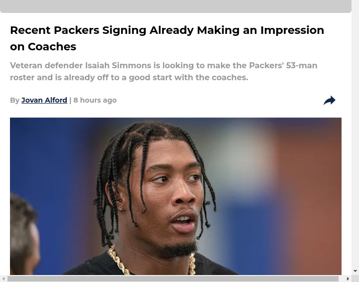 Simmons Turning Heads at Lambeau