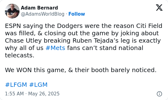 Cone’s Dodger Comment Sparks Mets Outrage