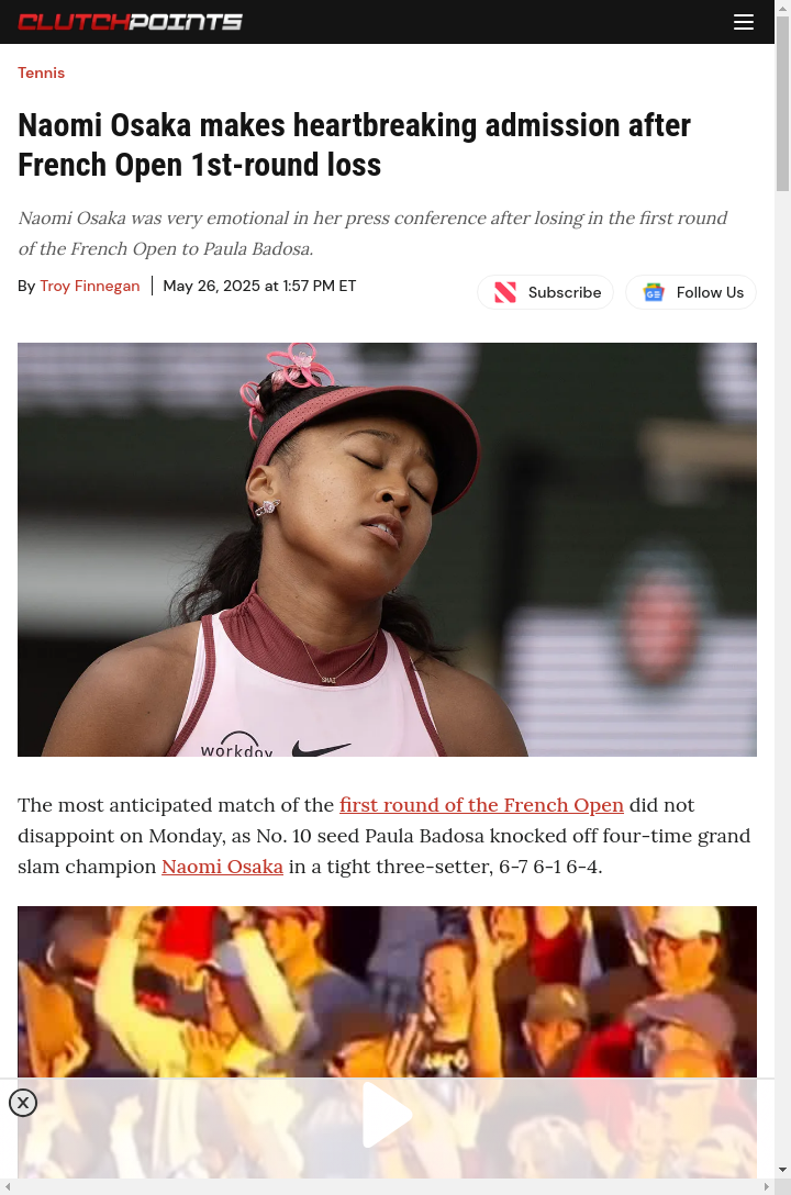 Osaka’s Clay Heartbreak: Can She Bounce Back?