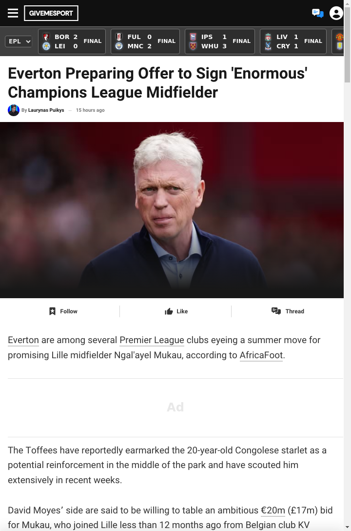 Toffees Target Lille’s Rising Star Mukau