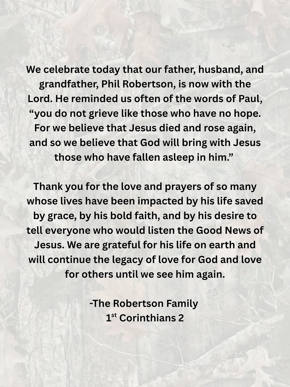 Duck Dynasty’s Phil Robertson Passes at 79