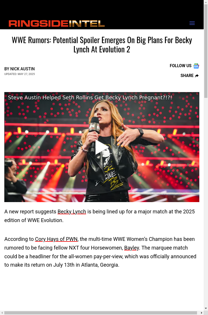 Is Bayley vs The Man Set for Evolution 2?