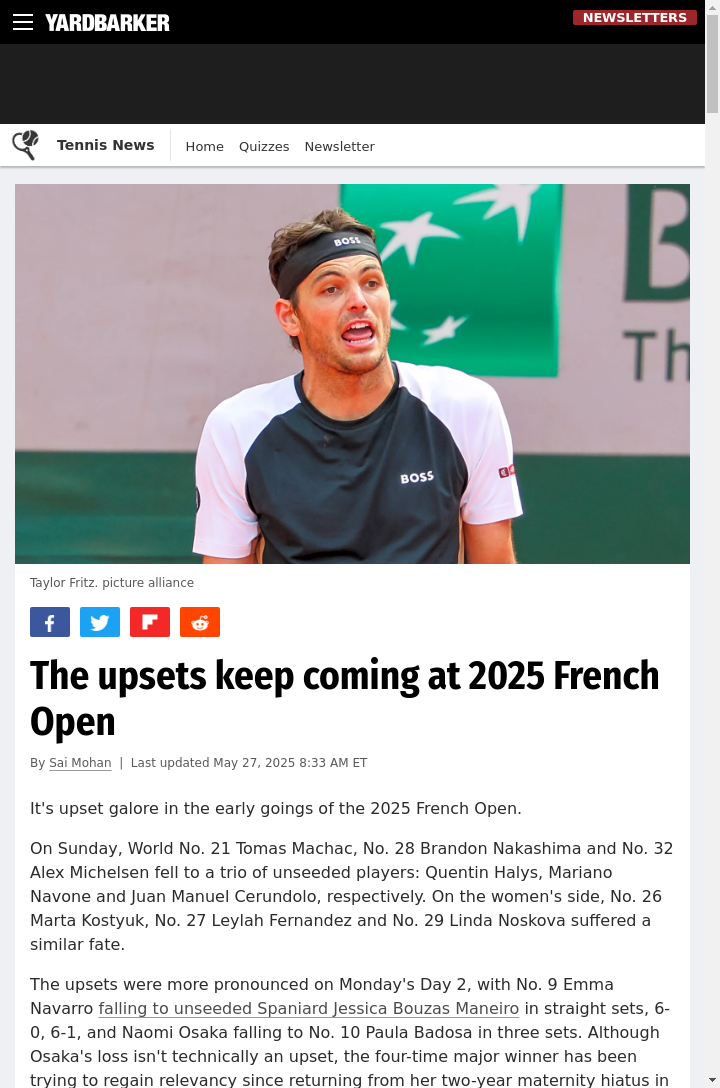 Fritz Falls Early—Zverev’s Path Clears?