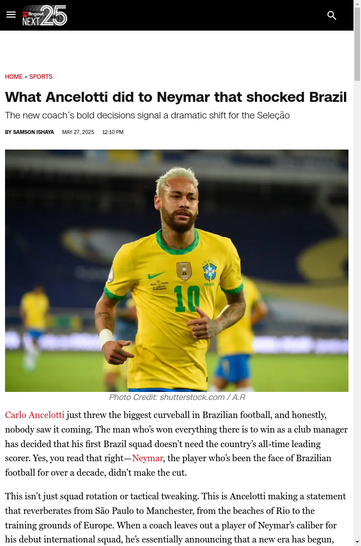 Ancelotti Drops Neymar: End of an Era?