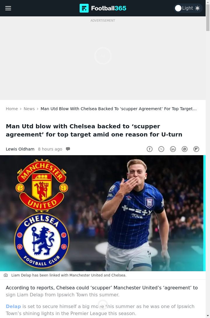 Delap Saga: Blues to Steal Red Devils’ Target?