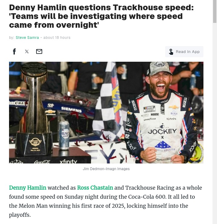 Hamlin Raises Eyebrows at Trackhouse Surge