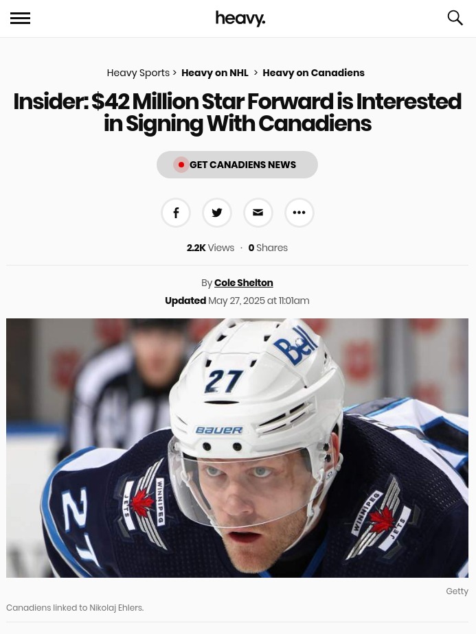 Could Ehlers Be Habs’ Next Big Move?