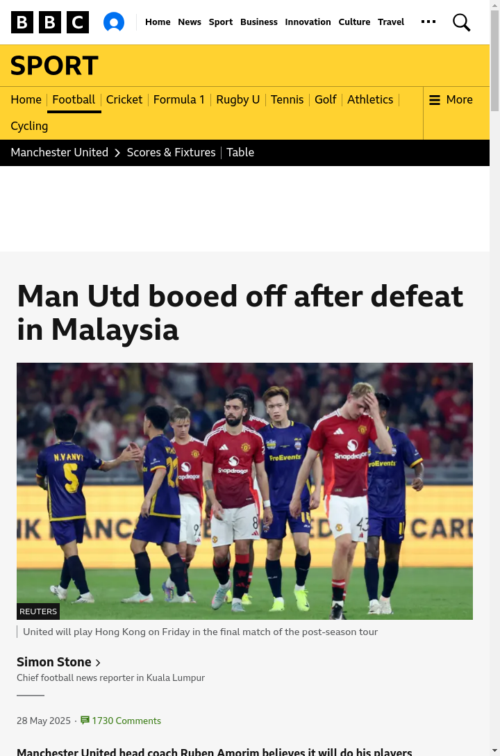 Red Devils Booed in Malaysia Shock