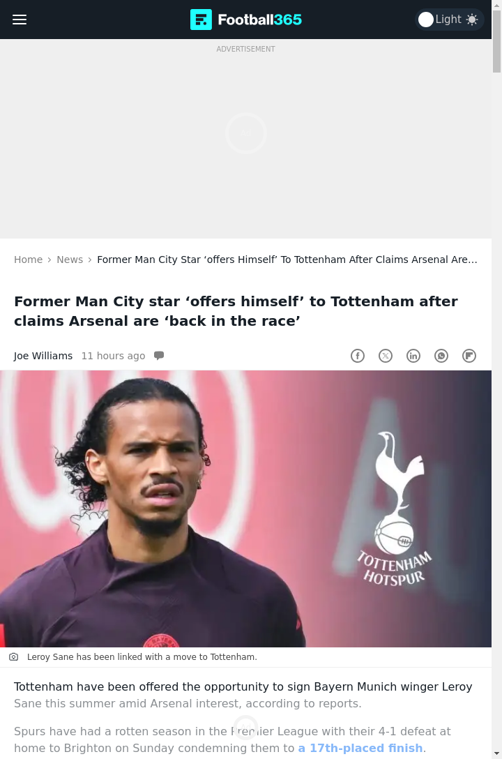 Sane Eyes Spurs Return—Gunners Back In?