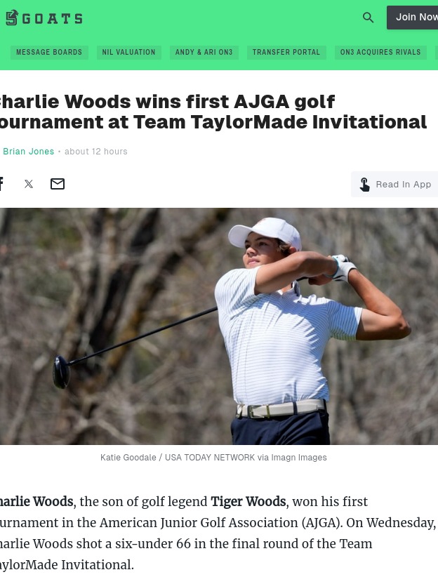 Charlie Woods Steps Out of Tiger’s Shadow