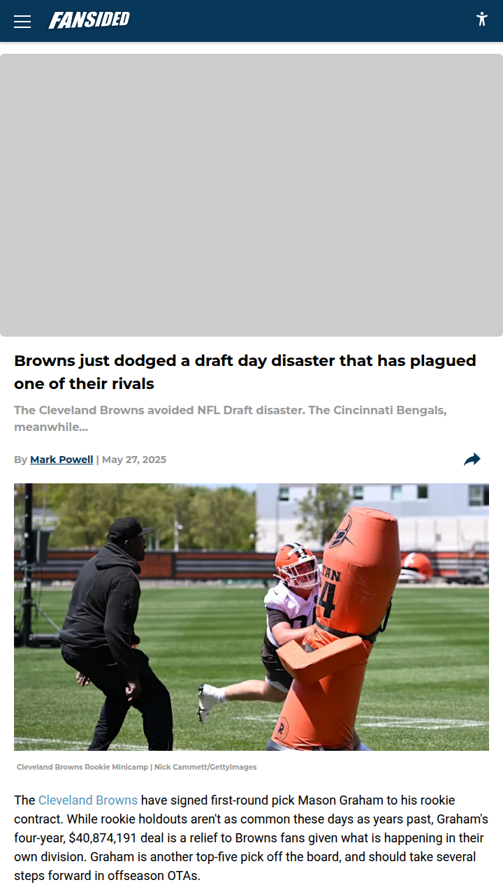 Browns Land Graham, Avoid Bengals Drama