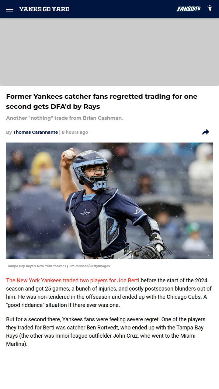 Rortvedt DFA’d: Did Yanks Dodge a Bullet?