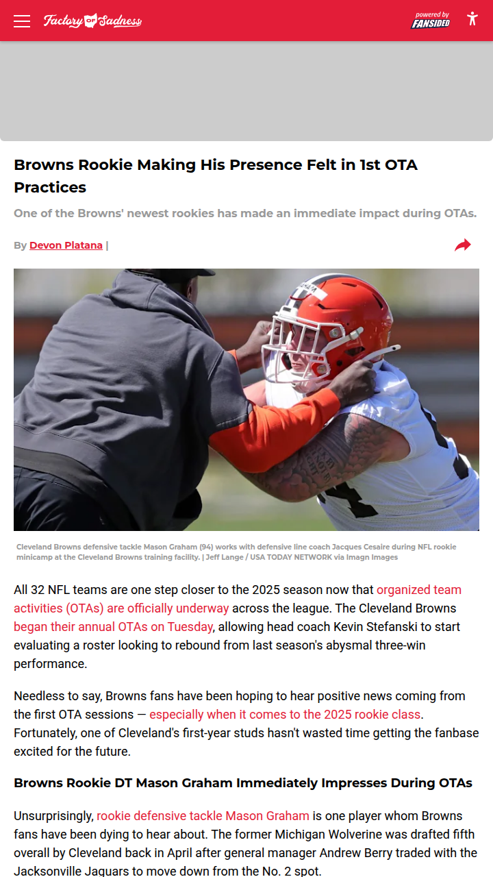 Mason Graham Shakes Up Browns OTAs