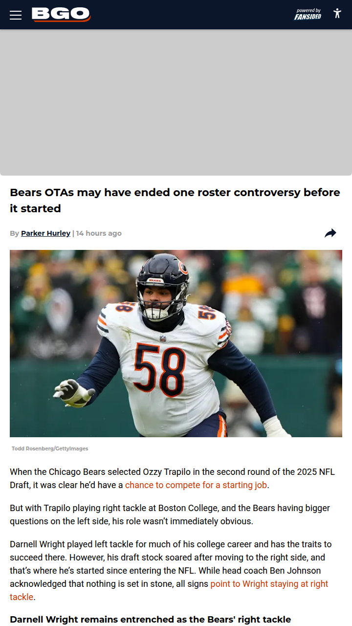 Wright’s Spot Locked? Bears Tackle Talk