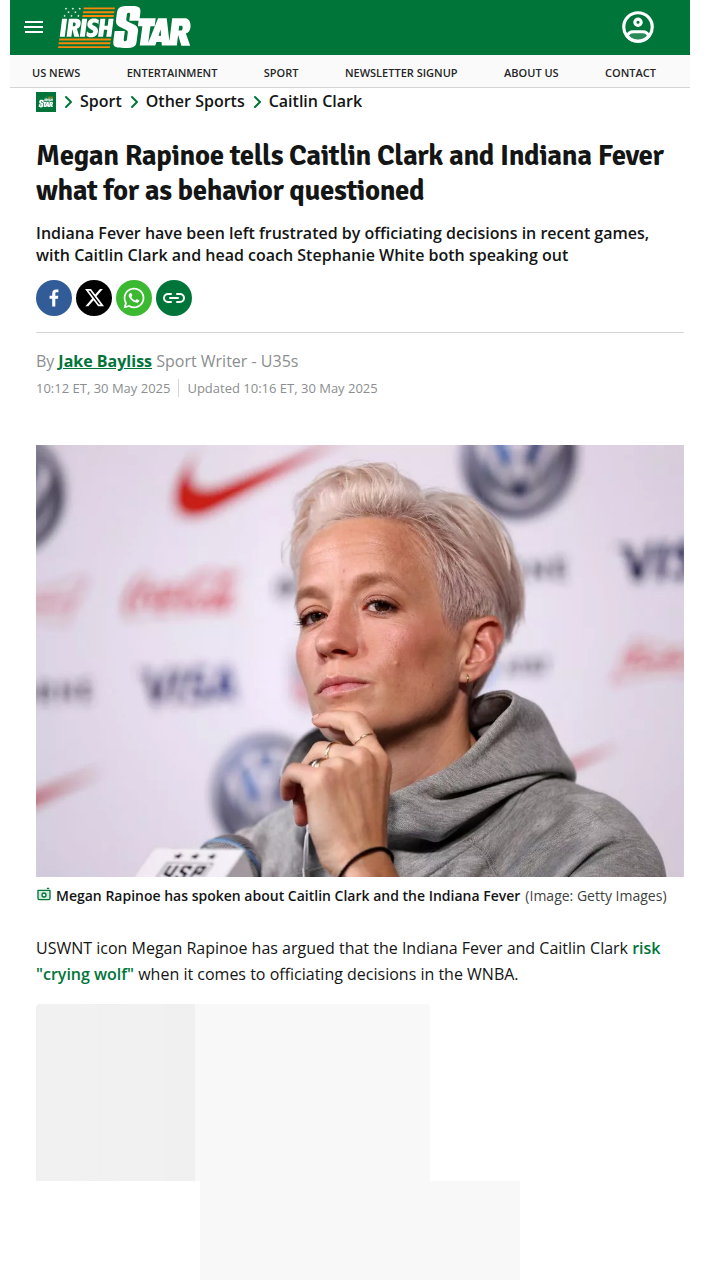 Rapinoe Calls Out Fever’s Ref Complaints