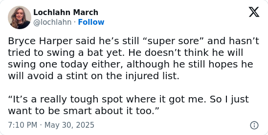 Harper’s Bruised Elbow: Should We Worry?