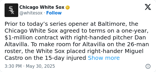 Altavilla Returns: Sox Bullpen Shake-Up