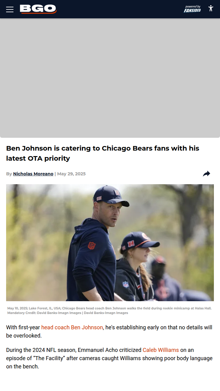 Ben Johnson Sets New Tone for Da Bears