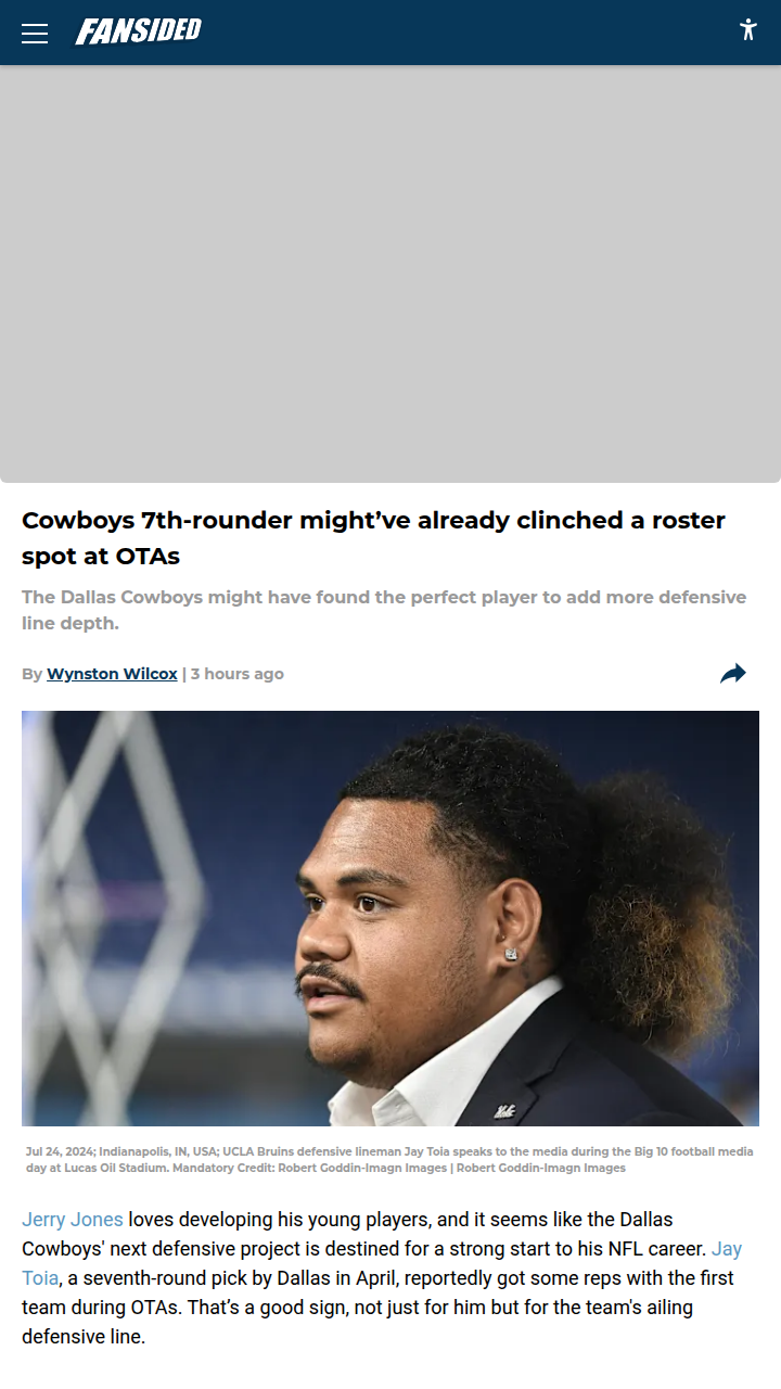 Jay Toia Making Waves at Cowboys OTAs