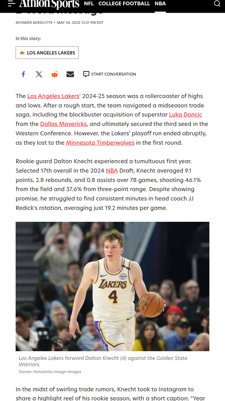 Dalton Knecht’s “Year 1” Sparks Debate