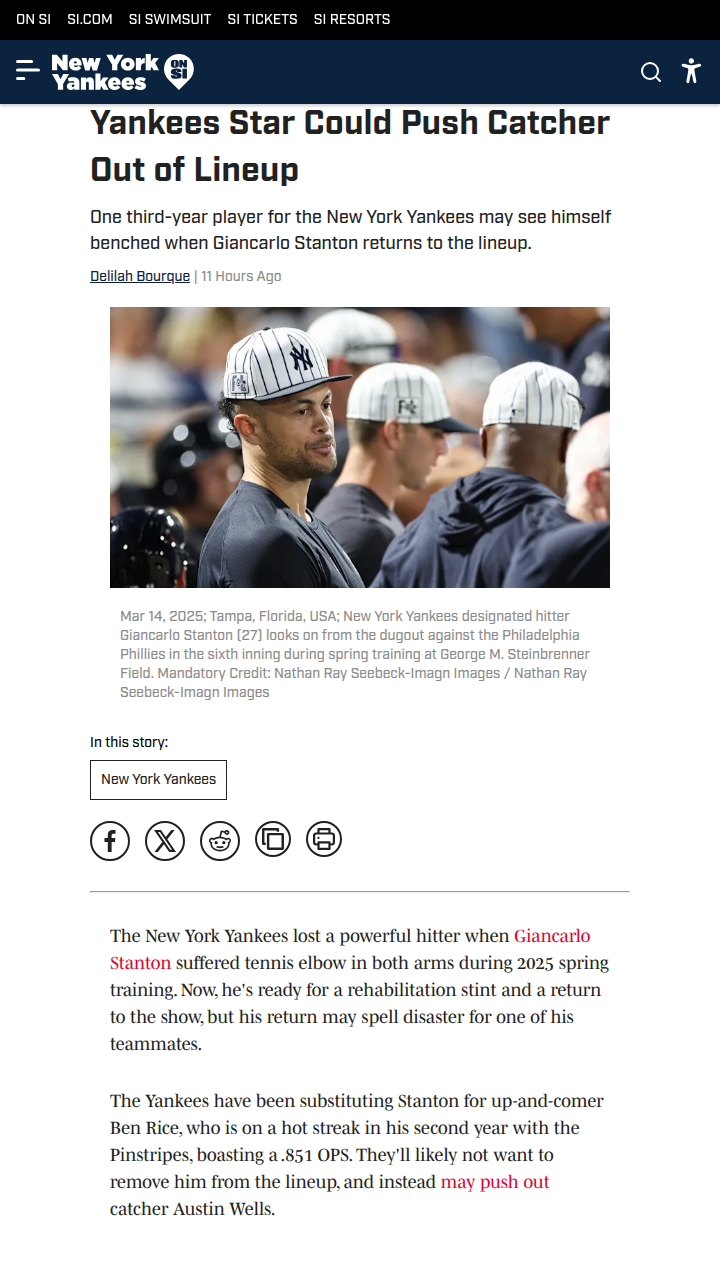 Stanton’s Return: Who Gets Benched?