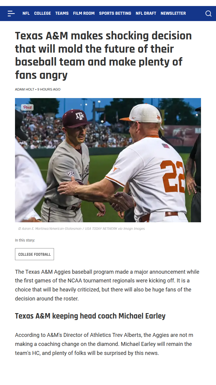 Aggies Double Down on Coach Earley—Right Call?