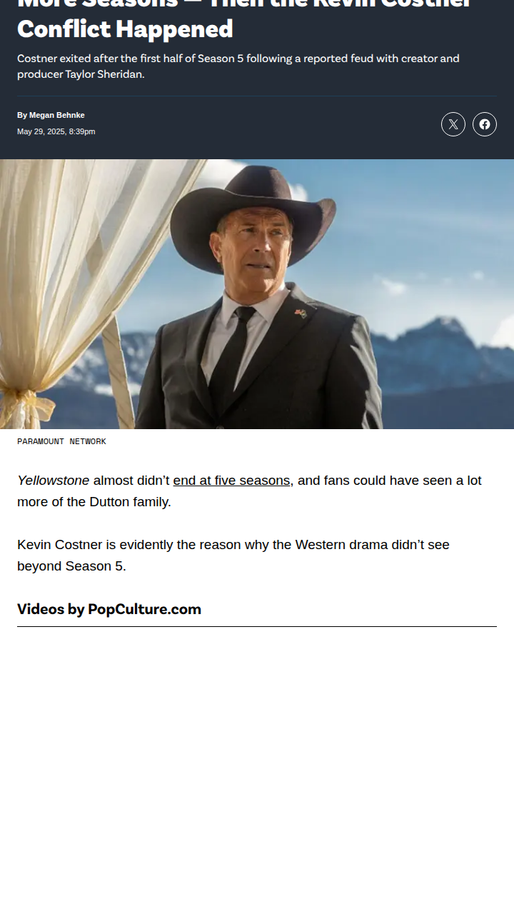 Costner Drama Cut Yellowstone Short?! 🤠