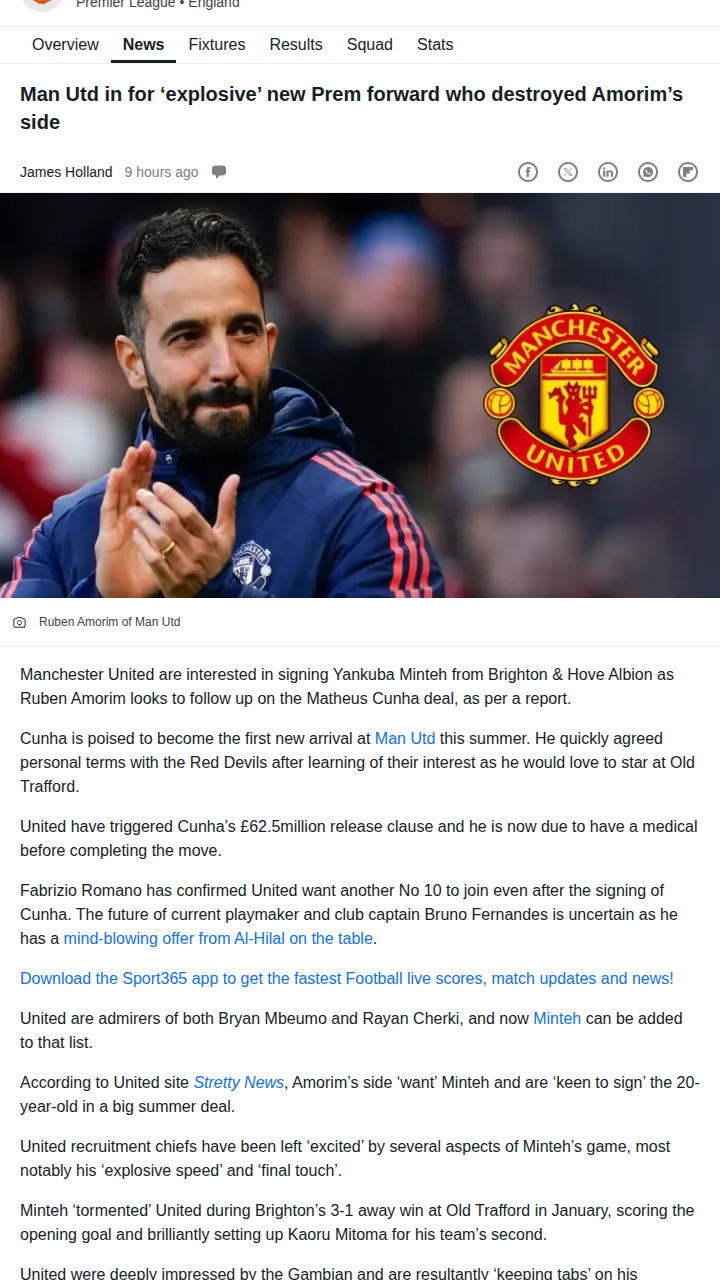 Minteh to Old Trafford? Seagulls Star Linked