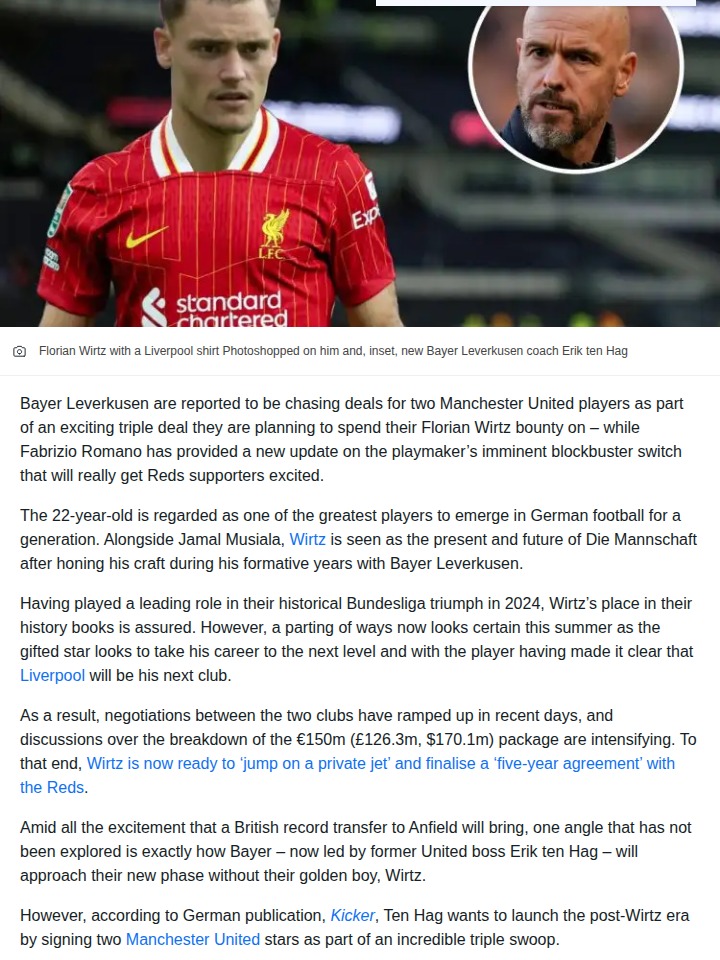 Leverkusen Eyes Red Devils Duo After Wirtz Sale