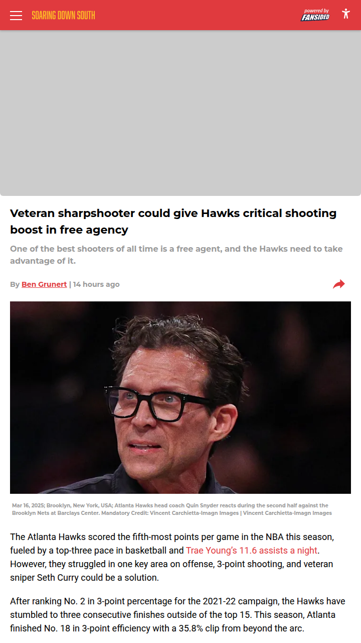 Could Seth Curry Fix Hawks’ 3PT Woes?