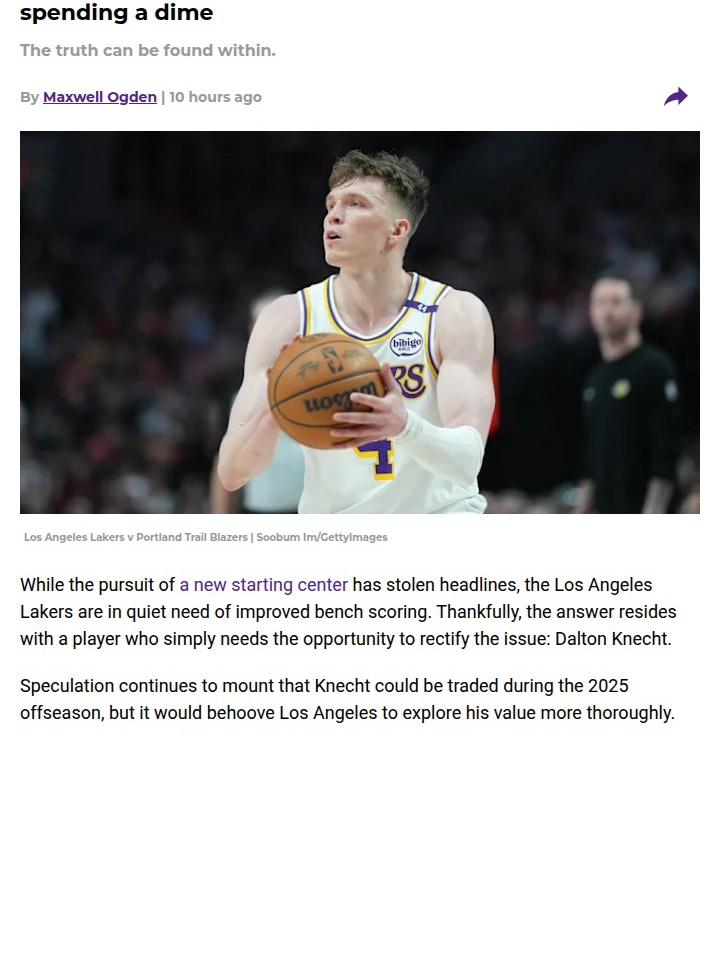 Is Dalton Knecht the Bench Savior We Need?