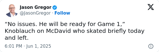 McDavid Scare Before Cup Rematch!