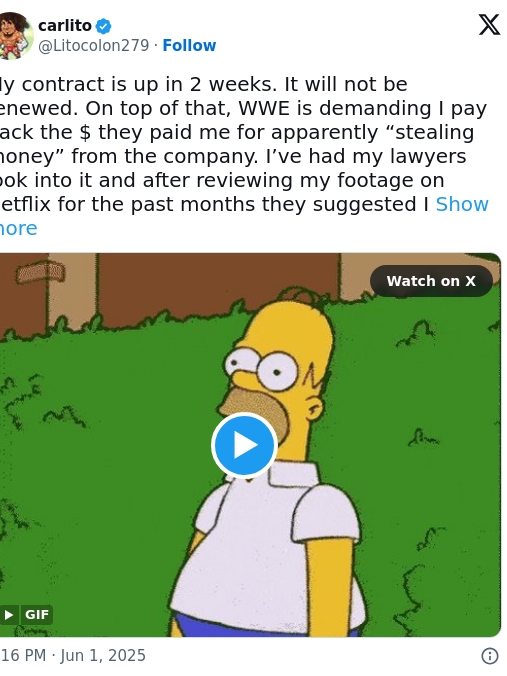 Carlito Bids WWE Adios—Again!
